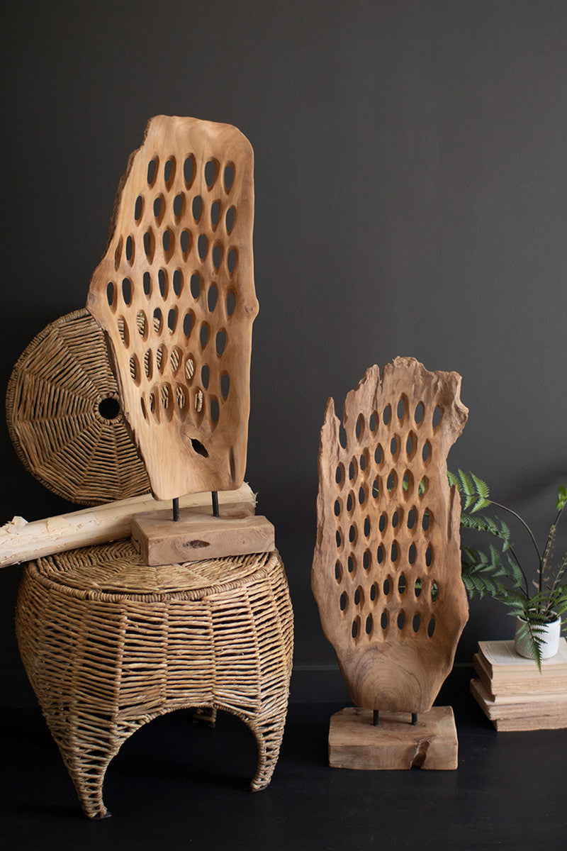 Set Of Three Natural Wooden Mushrooms