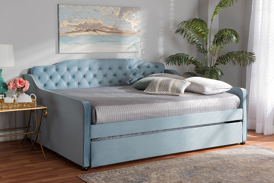 Baxton Studio Freda Transitional and Contemporary Light Blue