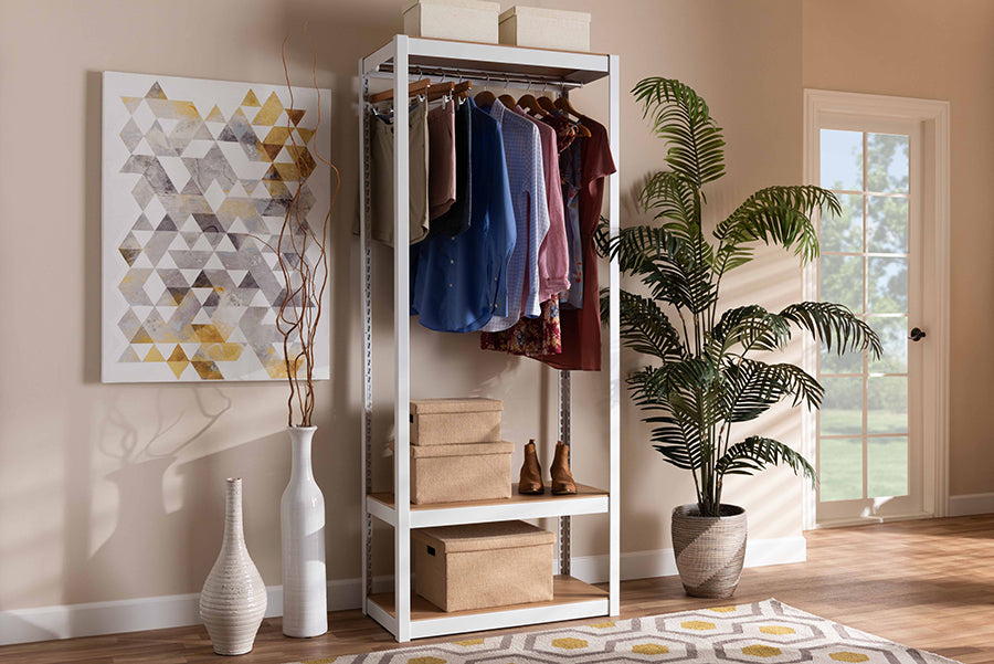 Freestanding Closet Organizer, Modern Garment Rack with Drawers