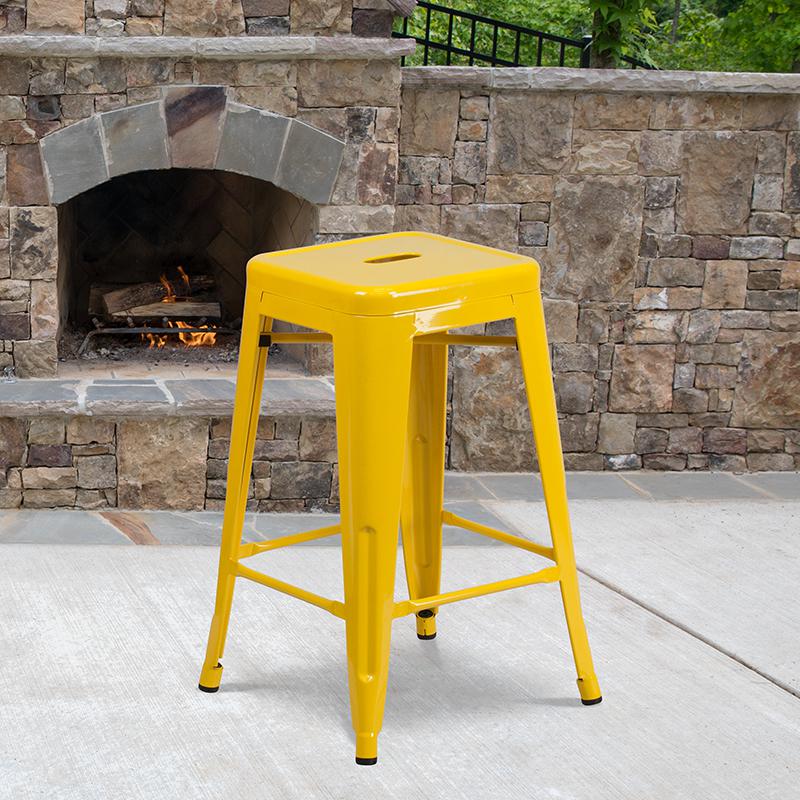 Yellow counter height online bar stools