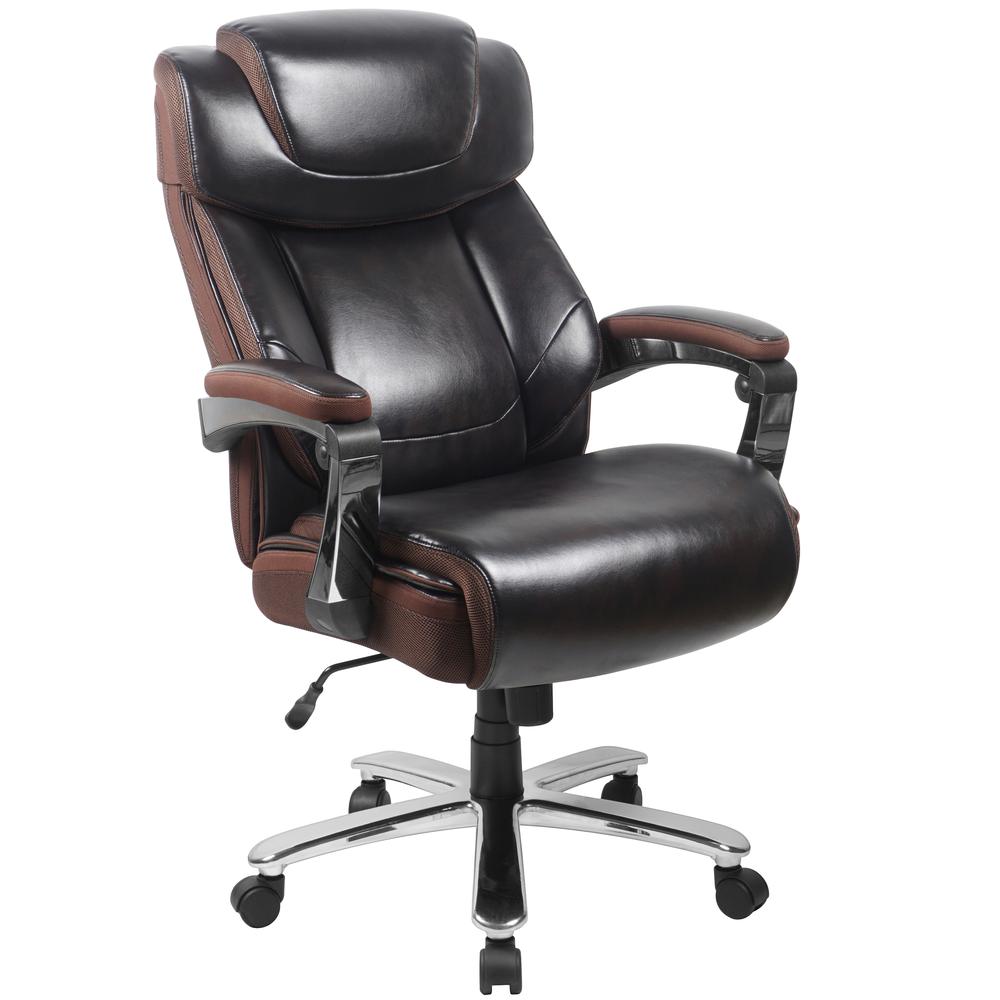 Big Tall Office Chair Brown Leathersoft Executive Swivel