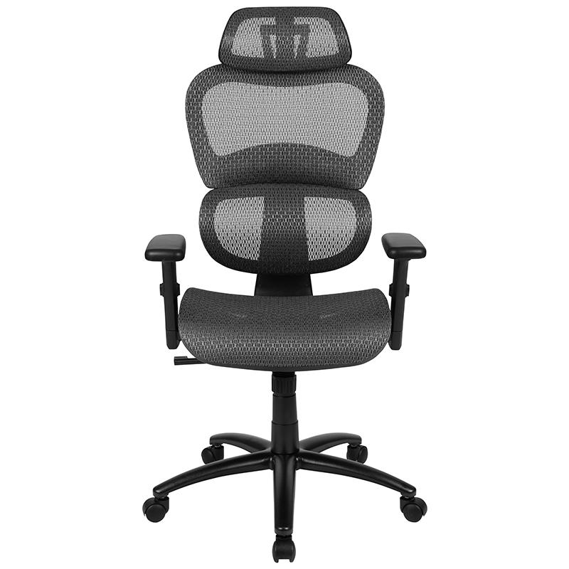 Ergonomic Mesh Office Chair with Synchro-Tilt, Pivot Adjustable Headrest, Black