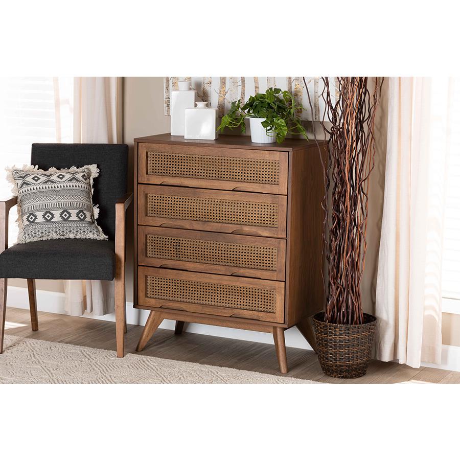 Baxton Studio Barrett Mid Century Modern Walnut Brown Finished