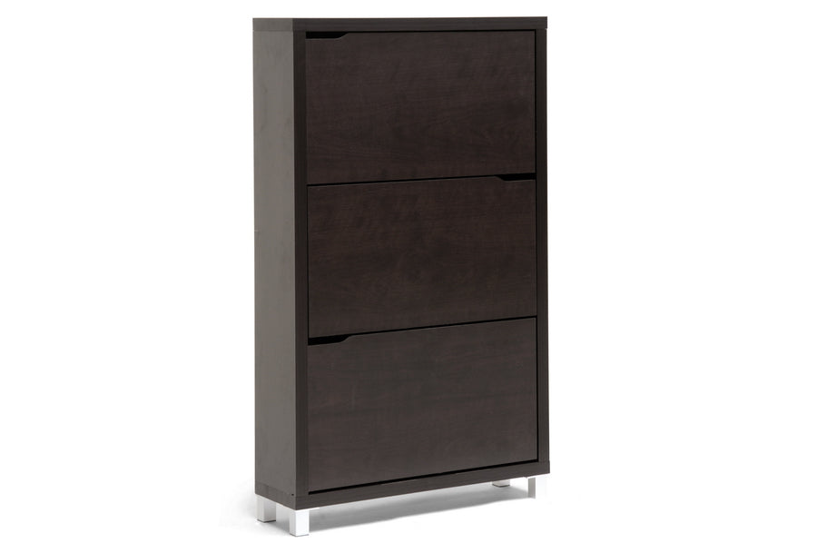 Baxton Studio Simms Dark Brown Modern Shoe Cabinet Dark Brown