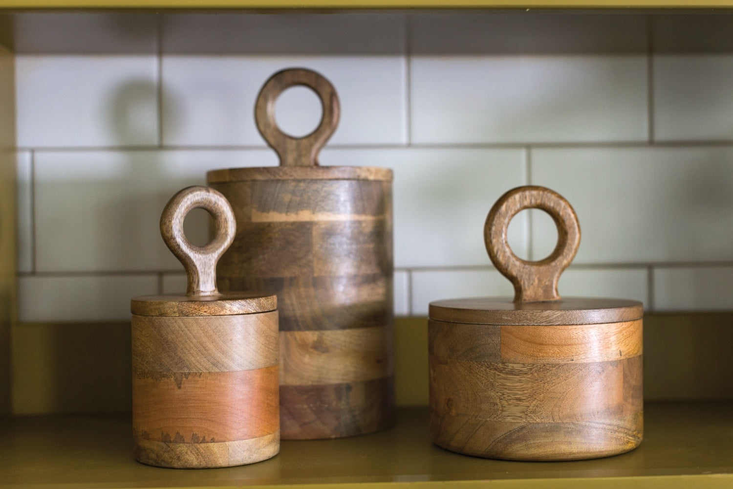 Wood with Antique Brass Canister