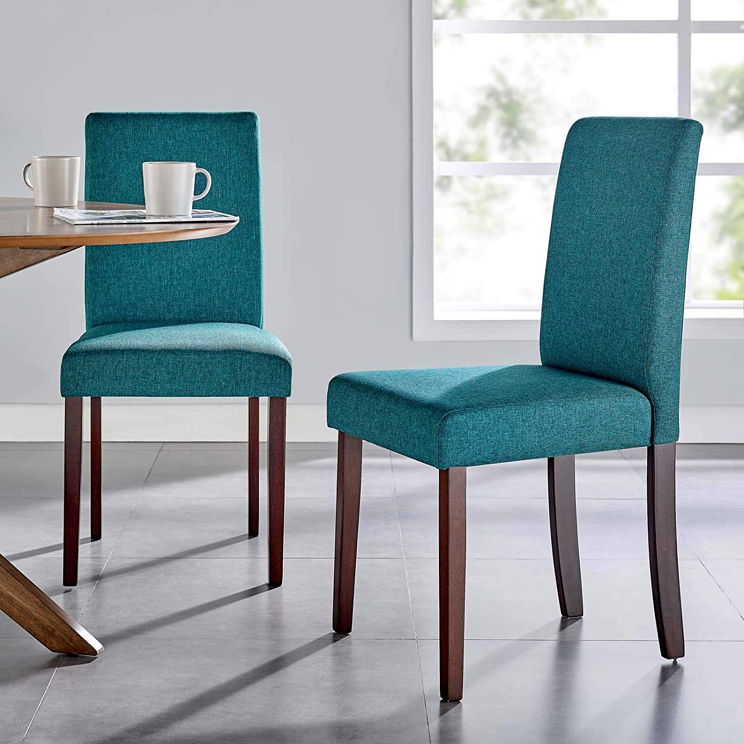 Turquoise upholstered 2024 dining chairs