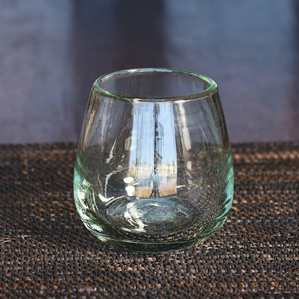 Set of 6 Clear Handblown Stemless Wine Glasses from Mexico