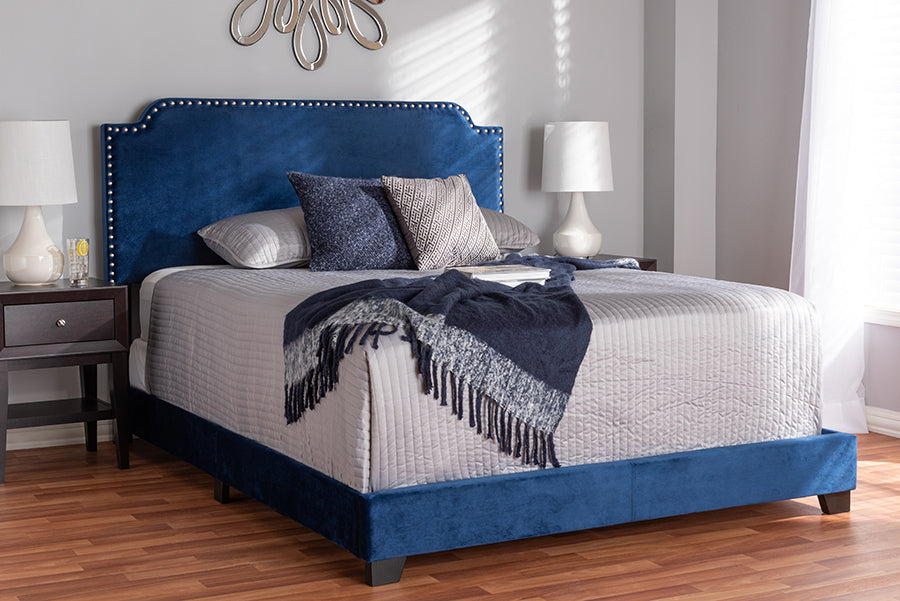 Baxton Studio Darcy Luxe and Glamour Navy Velvet Upholstered Queen