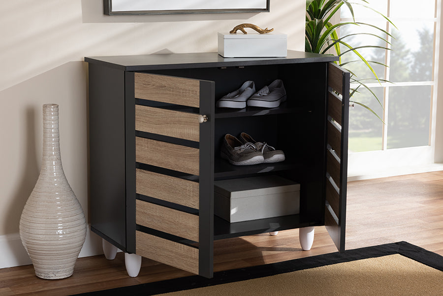 Baxton Studio Gisela Modern and Contemporary Two Tone Oak and Dark