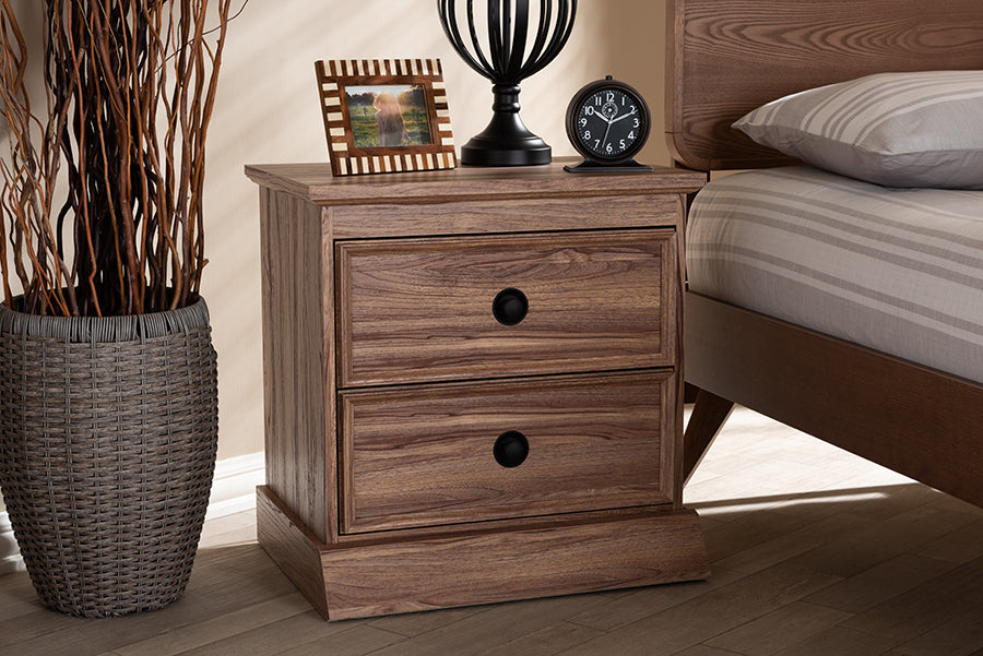 Baxton Studio Ryker Modern and Contemporary Oak Finished 2 Drawer