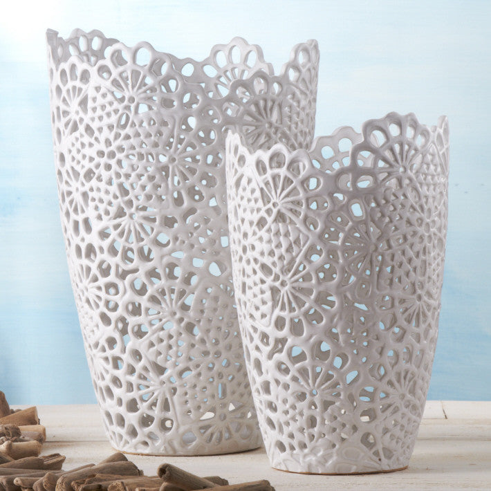 Angelou White Ceramic Vase Set of 2