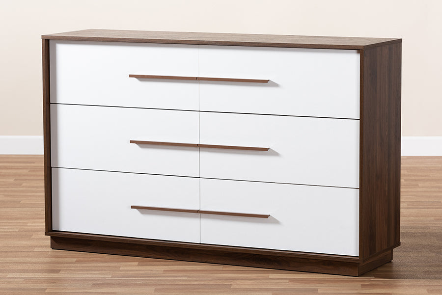 Baxton Studio Mette Mid Century Modern White and Walnut Finished 6