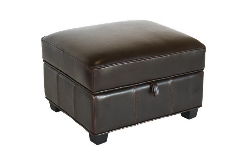 Baxton Studio Agustus Brown Leather Storage Ottoman Dark Brown