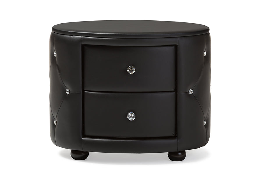 Baxton Studio Davina Hollywood Glamour Style Oval 2 drawer Black