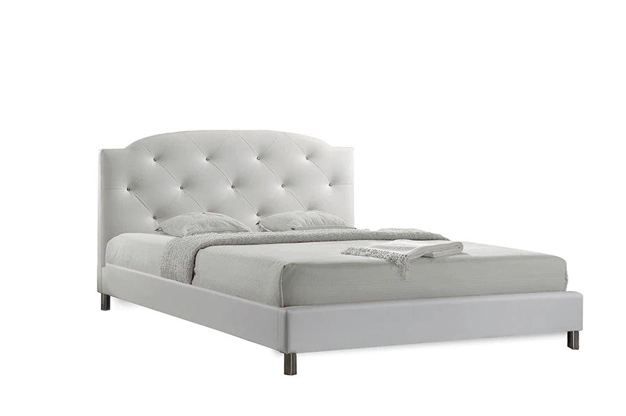 Baxton Studio Canterbury White Leather Contemporary Full Size Bed