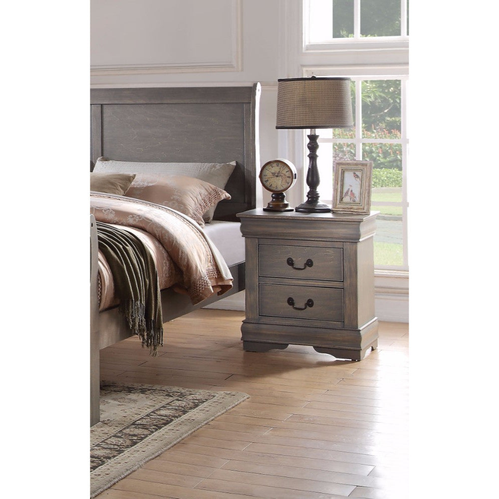 Traditional 2 Drawers Wood Nightstand By Louis Philippe Iii, Grey By B –  Modish Store