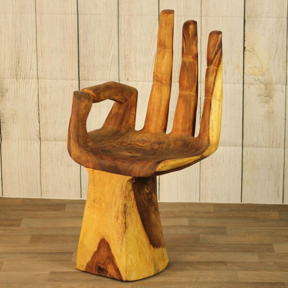 Black Buddha Chair-Burnt Wood Hand Shaped-Side Table /Occasional