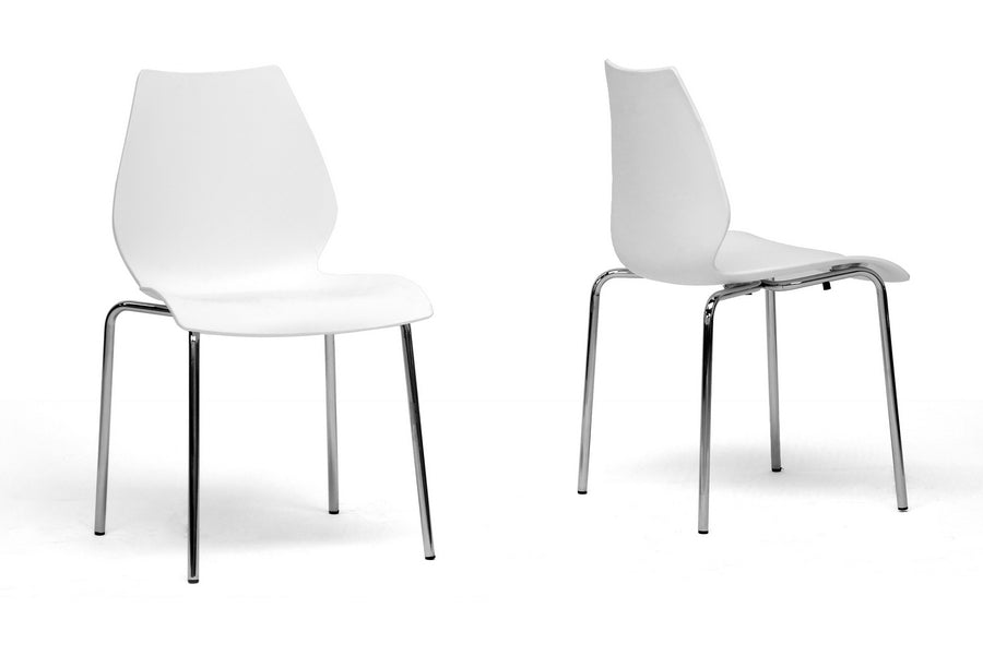 Baxton Studio Overlea White Plastic Modern Dining Chair Set of 2