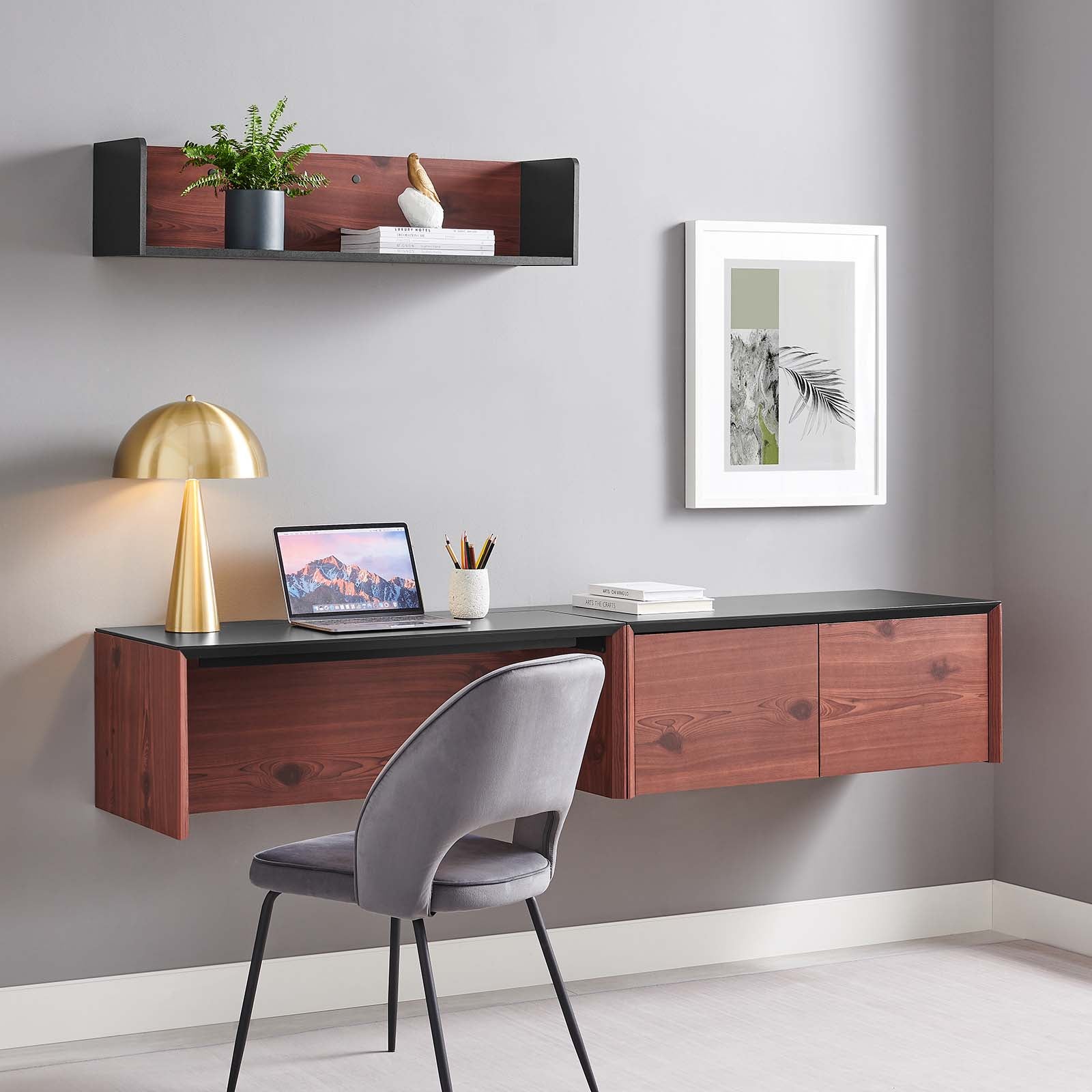 Wall mounted desk deals cabinet