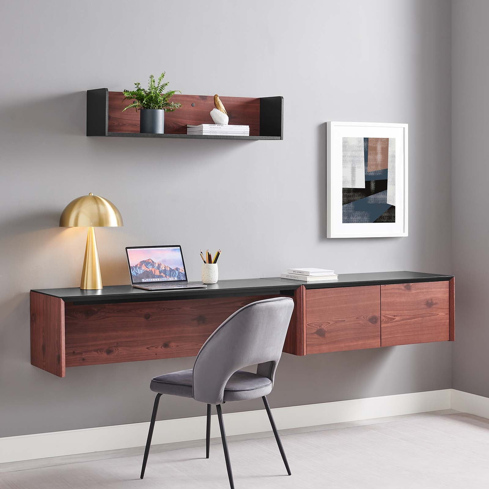 Modway Walnut White Floating Corner Desk Review