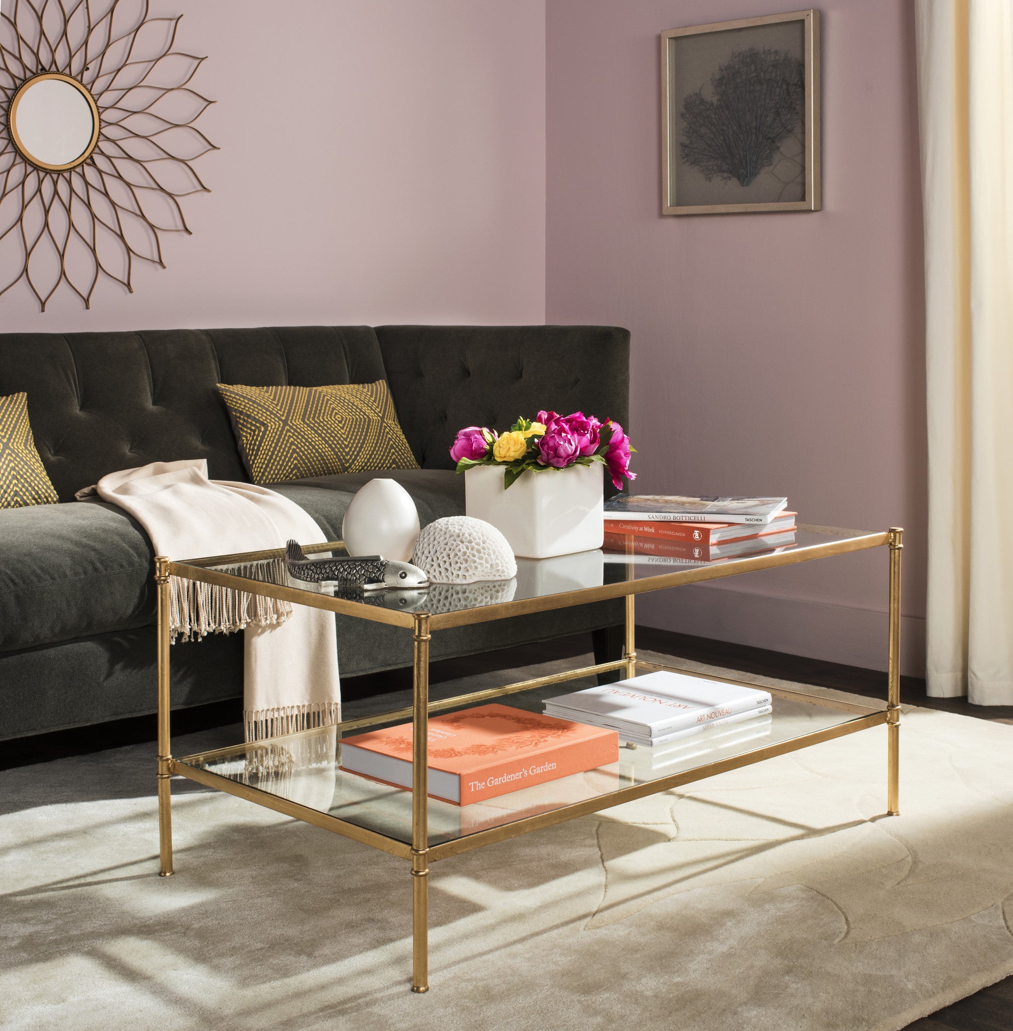 Safavieh inga clearance gold coffee table