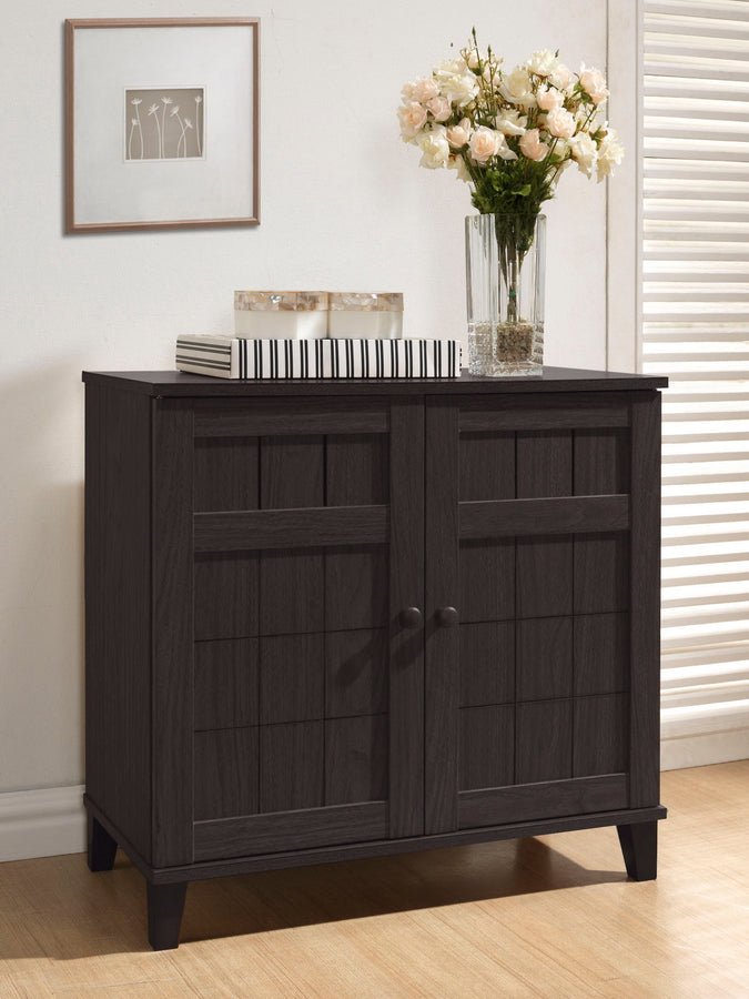 Baxton Studio Glidden Dark Brown Wood Modern Shoe Cabinet Short