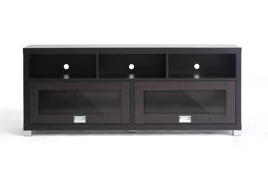 Baxton Studio Swindon Modern TV Stand with Glass Doors Dark