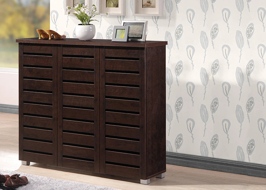 Baxton Studio Adalwin Modern and Contemporary 3 Door Dark Brown