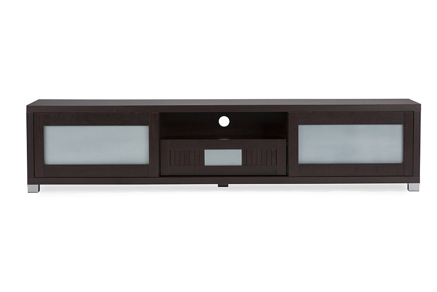 Baxton Studio Gerhardine Dark Brown Wood 70 inch TV Cabinet with 2