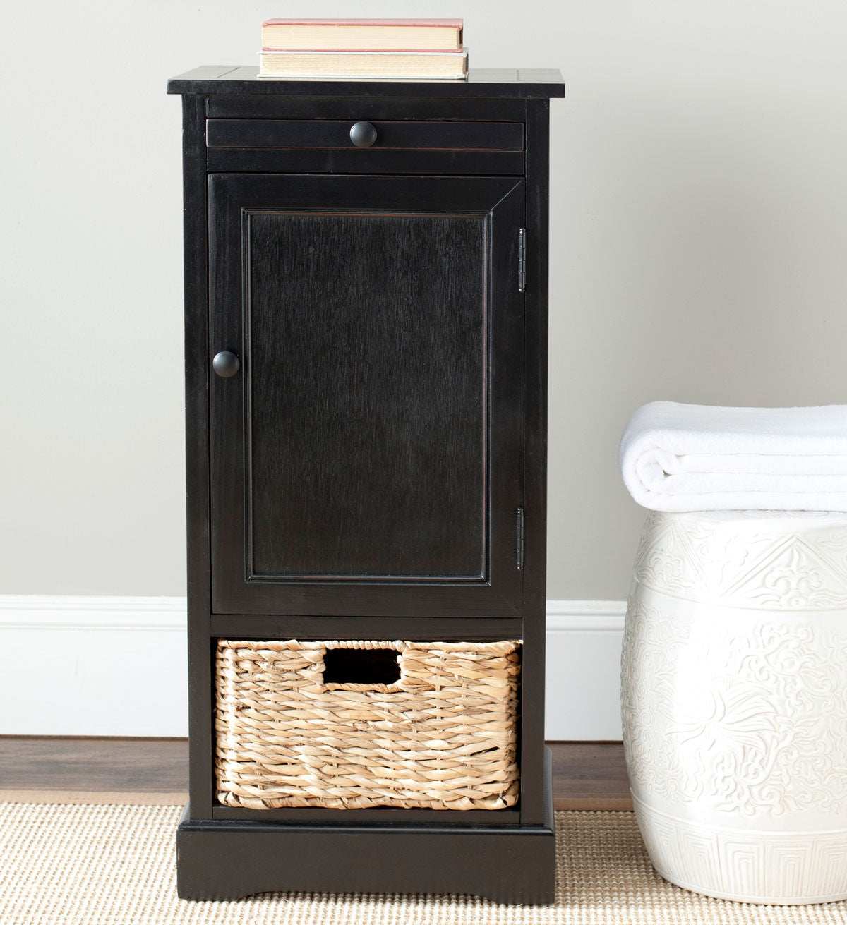 Safavieh Keenan Wicker Basket Storage Cabinet