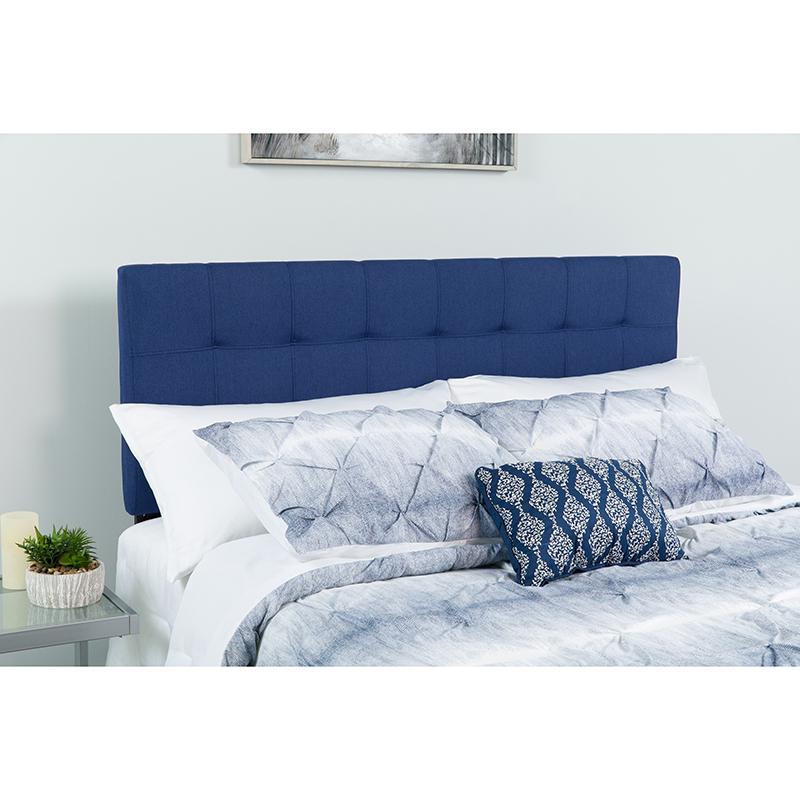 Bedford Tufted Upholstered Queen Size Headboard In Navy Fabric By