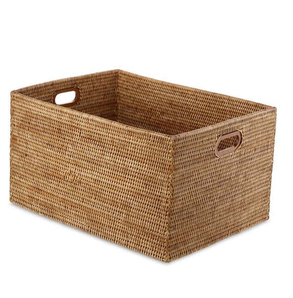 Natural Wicker Multi-Purpose Baskets with Dividers (Set of 2)