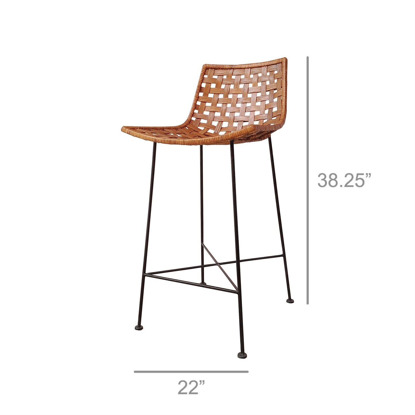 Lido Bar Stool, Iron & Rattan Set Of 4 By HomArt | Bar Stools | Modishstore - 2