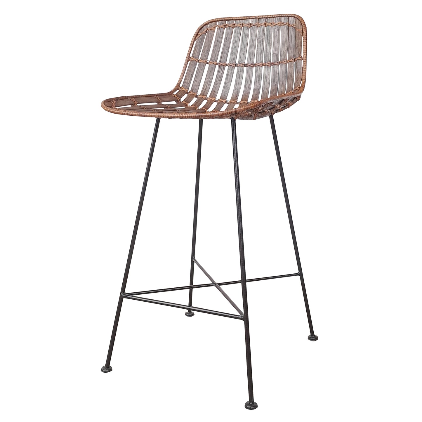 Hermosa Bar Stool, Iron & Rattan Set Of 4 By HomArt | Bar Stools | Modishstore - 1