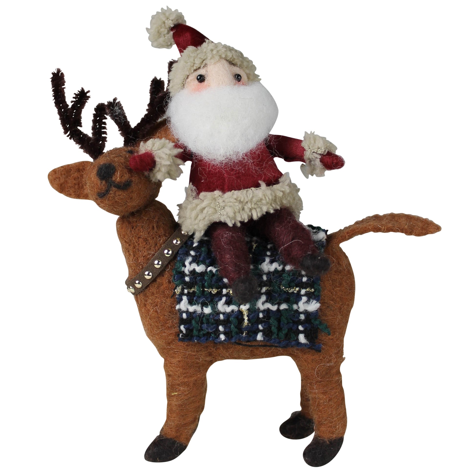 Santa on Deer, Felt - Left Set Of 4 By HomArt | Ornaments | Modishstore