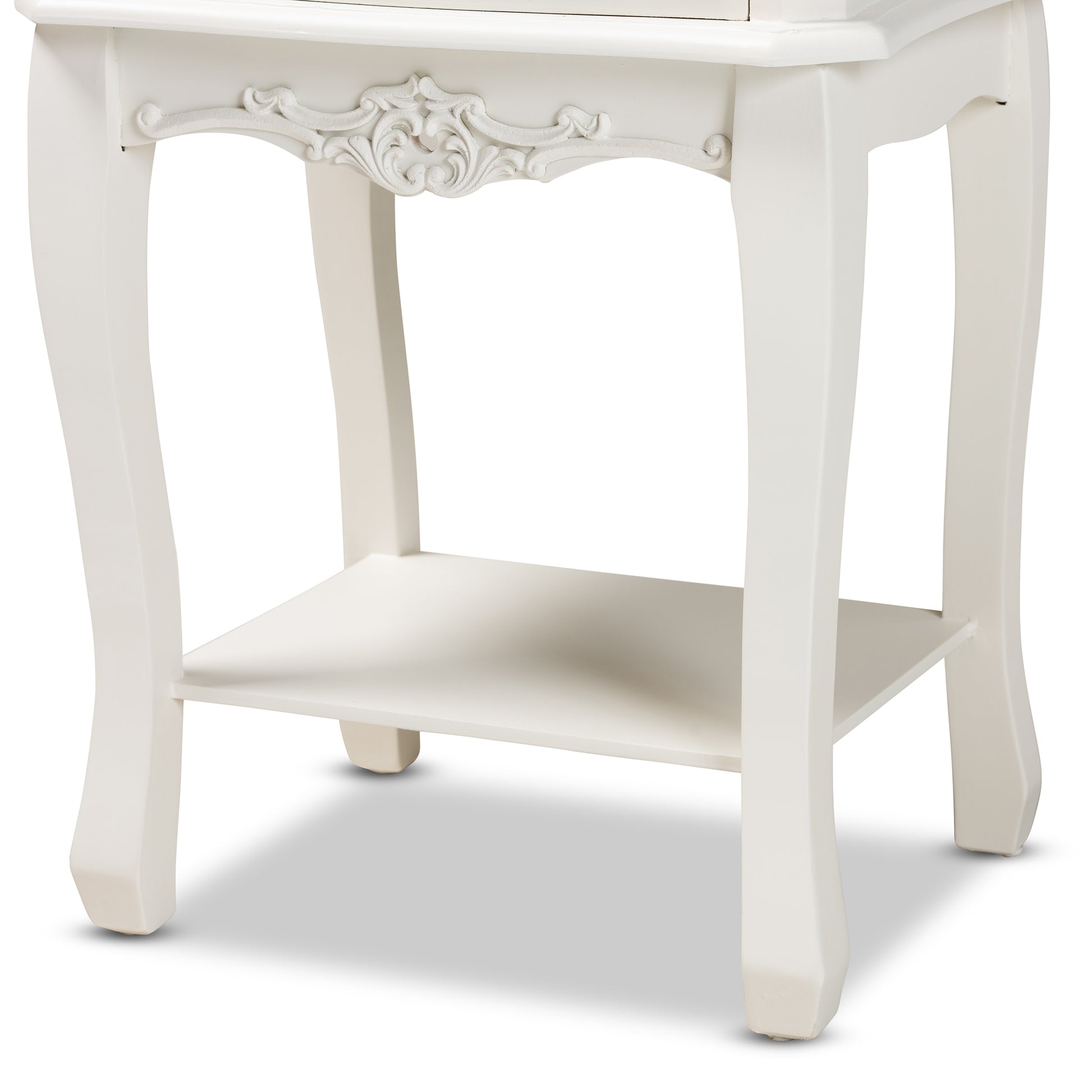 Baxton Studio Amalie Antique French Country Cottage Two-Tone White and Oak Finished 2-Drawer Wood End Table | Cabinets | Modishstore - 10