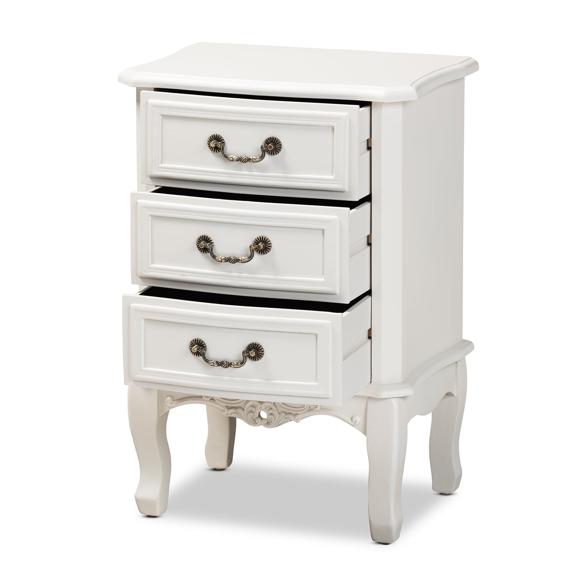 Baxton Studio Gabrielle Traditional French Country Provincial White-Finished 3-Drawer Wood End Table | Cabinets | Modishstore - 5