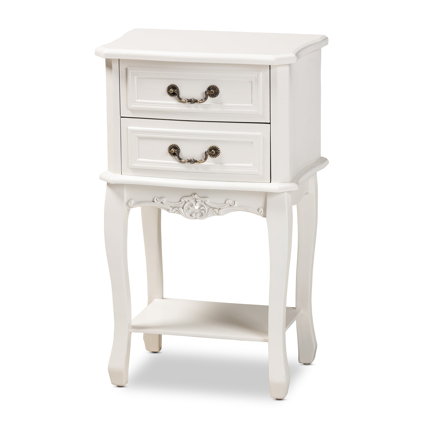 Baxton Studio Gabrielle Traditional French Country Provincial White-Finished 2-Drawer Wood End Table | Cabinets | Modishstore - 4