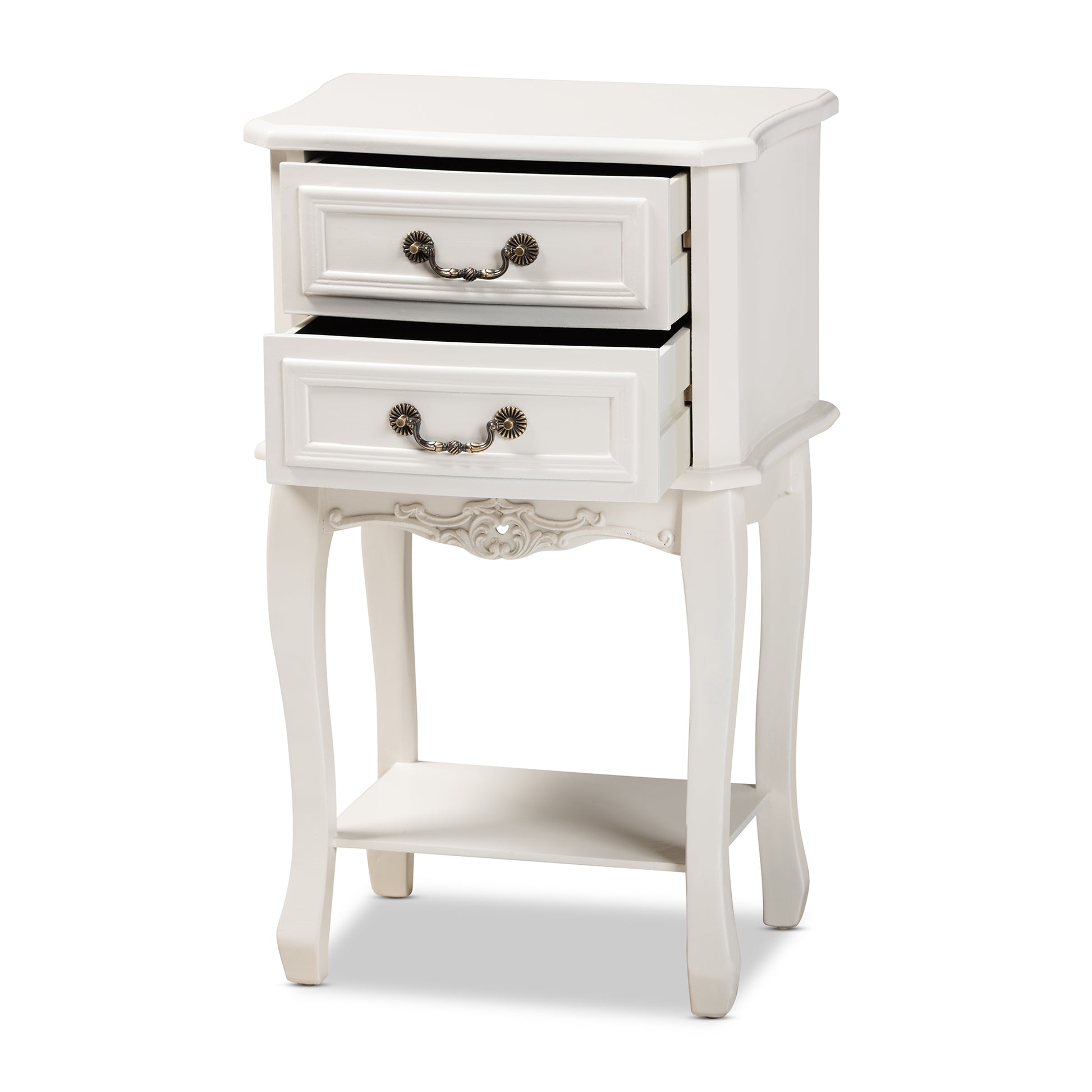 Baxton Studio Gabrielle Traditional French Country Provincial White-Finished 2-Drawer Wood End Table | Cabinets | Modishstore - 5