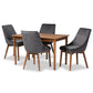 Baxton Studio Gilmore Modern and Contemporary Grey Velvet Fabric Upholstered and Walnut Brown Finished Wood 5-Piece Dining Set | Dining Sets | Modishstore - 2