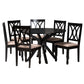 Baxton Studio Maya Modern Beige Fabric and Espresso Brown Finished Wood 7-Piece Dining Set | Dining Sets | Modishstore - 2