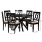 Baxton Studio Maya Modern Beige Fabric and Espresso Brown Finished Wood 7-Piece Dining Set | Dining Sets | Modishstore - 10