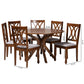 Baxton Studio Maya Modern Grey Fabric and Walnut Brown Finished Wood 7-Piece Dining Set | Dining Sets | Modishstore - 10