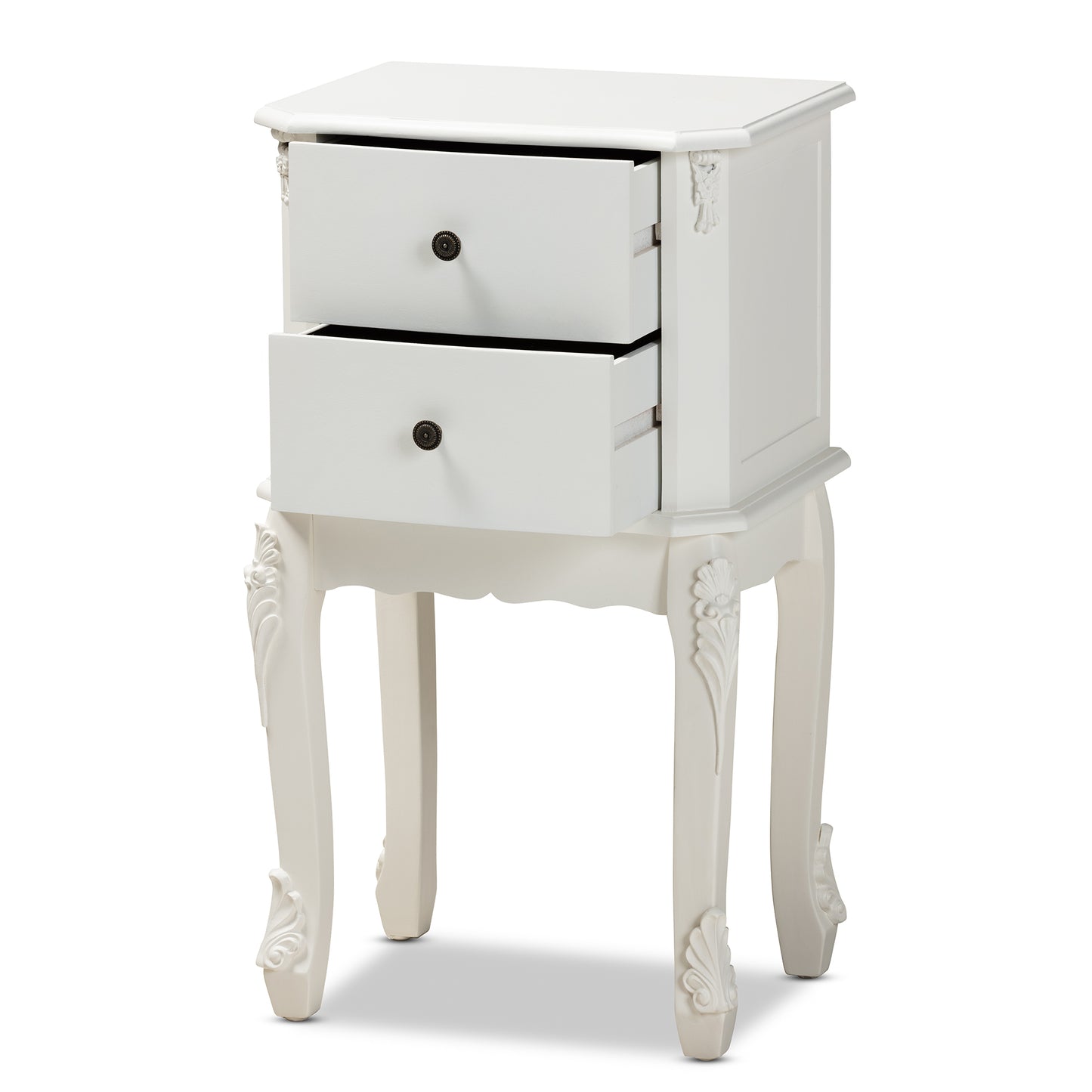 Baxton Studio Sophia Classic and Traditional French White Finished Wood 2-Drawer End Table | Cabinets | Modishstore - 5