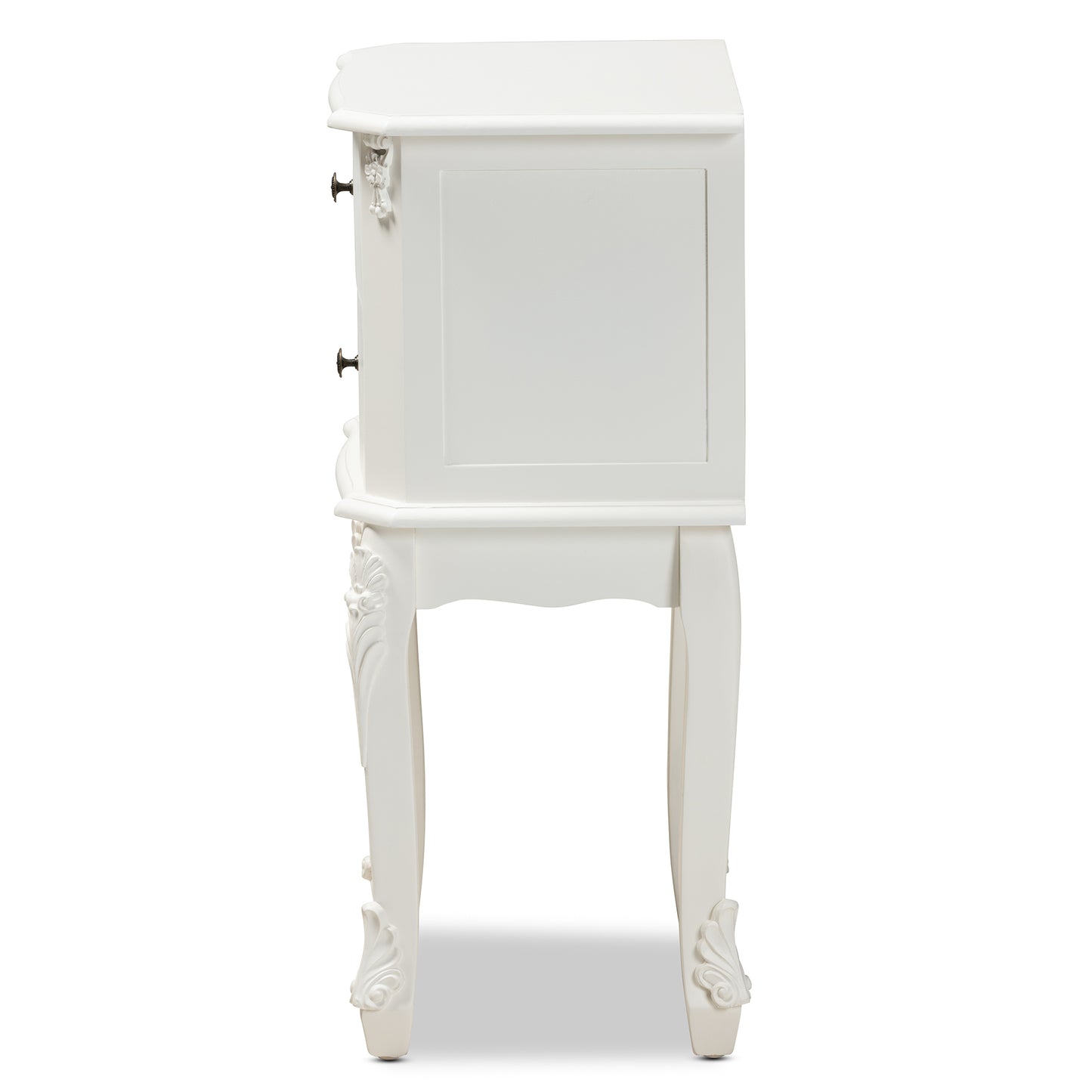 Baxton Studio Sophia Classic and Traditional French White Finished Wood 2-Drawer End Table | Cabinets | Modishstore - 7