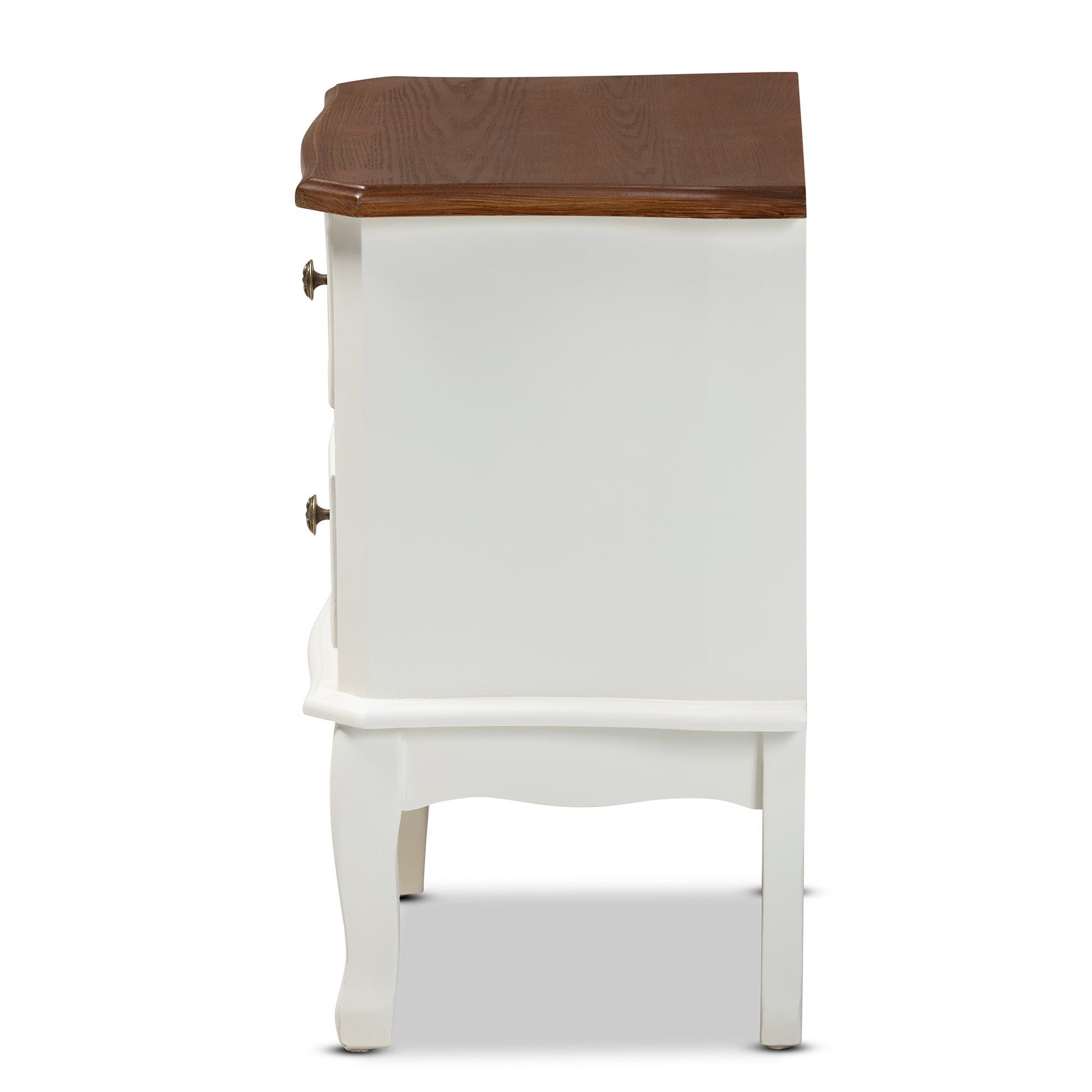 Baxton Studio Darlene Classic and Traditional French White and Cherry Brown Finished Wood 2-Drawer End Table | Cabinets | Modishstore - 6