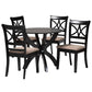 Baxton Studio Noemi Modern Beige Fabric and Dark Brown Finished Wood 5-Piece Dining Set | Dining Sets | Modishstore - 4