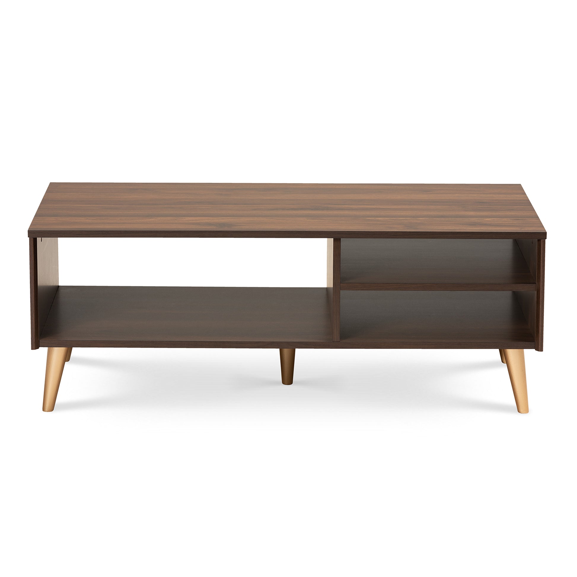 Baxton Studio Landen Mid-Century Modern Walnut Brown and Gold Finished Wood Coffee Table | Coffee Tables | Modishstore - 4