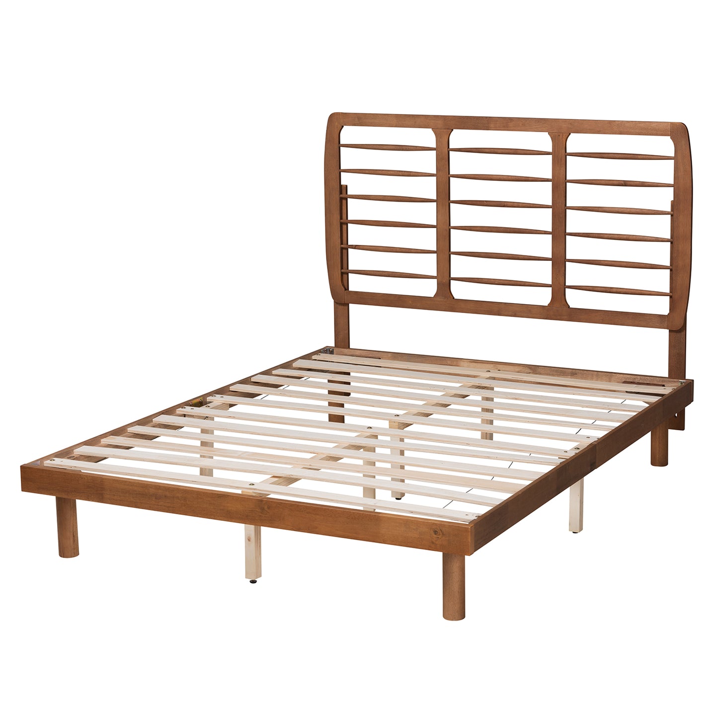 Baxton Studio Petra Mid-Century Modern Ash Walnut Finished Wood Full Size Platform Bed | Beds | Modishstore - 4