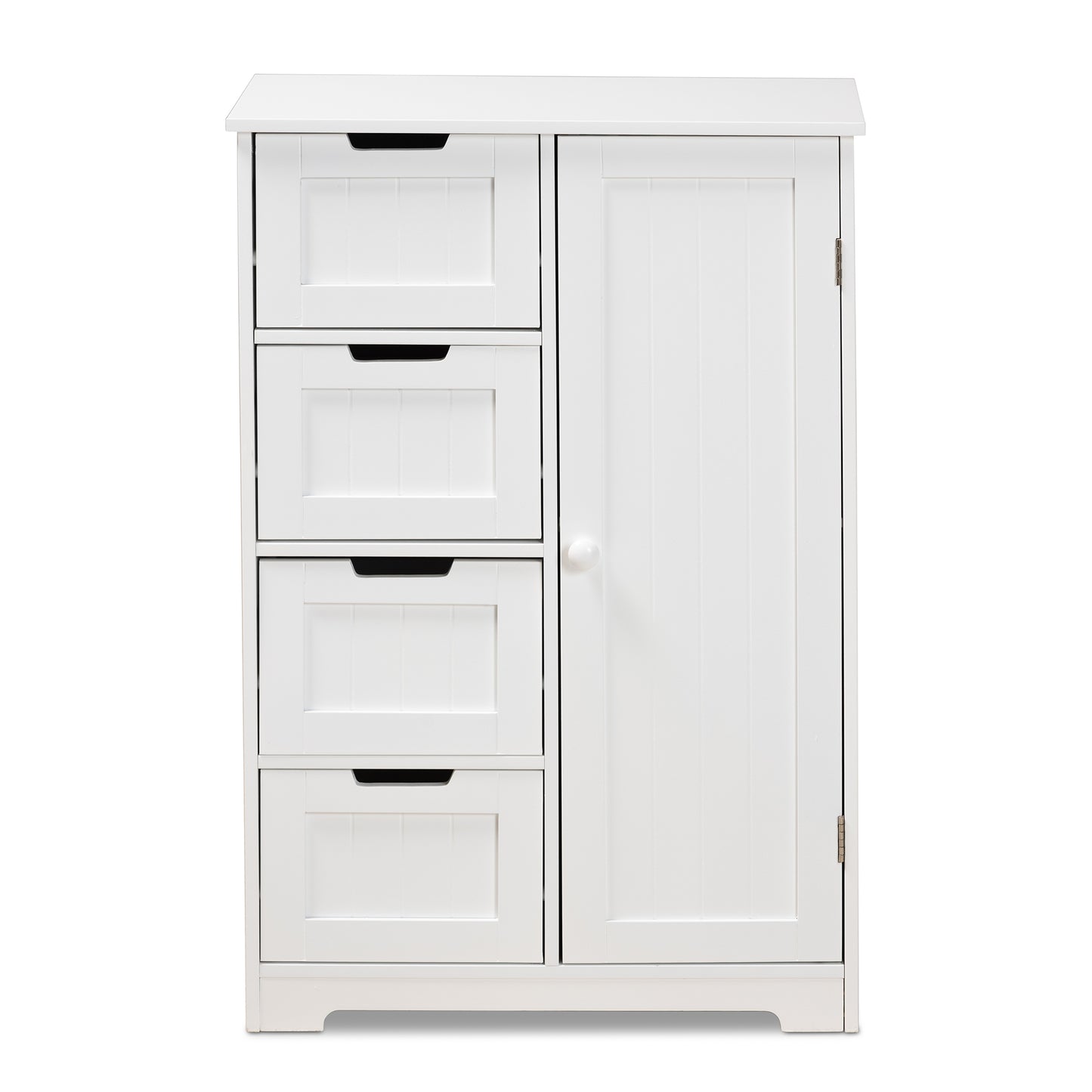 Baxton Studio Bauer Modern and Contemporary White Finished Wood 4-Drawer Bathroom Storage Cabinet | Cabinets | Modishstore - 4